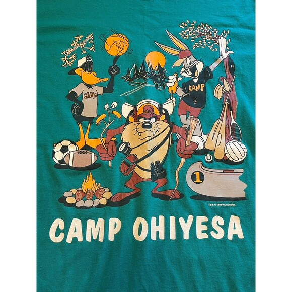 VTG ‘93 Looney Tunes/Camp Ohiyesa  T-Shirt Velva Sheen Sz M READ - Picture 2 of 13